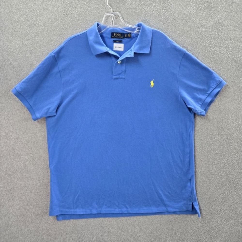 Polo Ralph Lauren Men Polo Shirt XL Blue Logo Golf Short Sleeve Collar‎